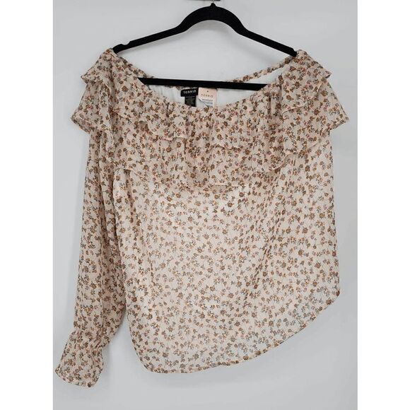 NWT Torrid Women's Floral Print Chiffon Ruffled One Shoulder Top Size Medium - Picture 6 of 6